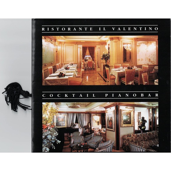 HOTEL VALADIER ROMA RISTORANTE IL VALENTINO COCKTAIL PIANOBAR ROOF GARDEN MENU - Picture 1 of 6